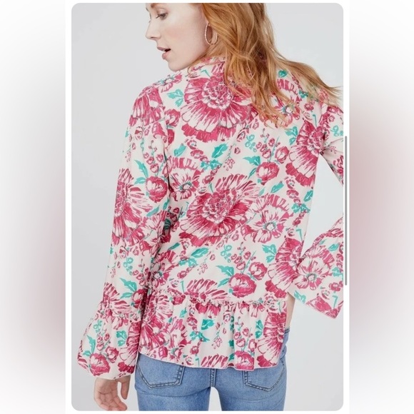 Anthropologie Plenty by Tracy Reese Floral Bell Sleeve Blouse - Picture 3 of 14